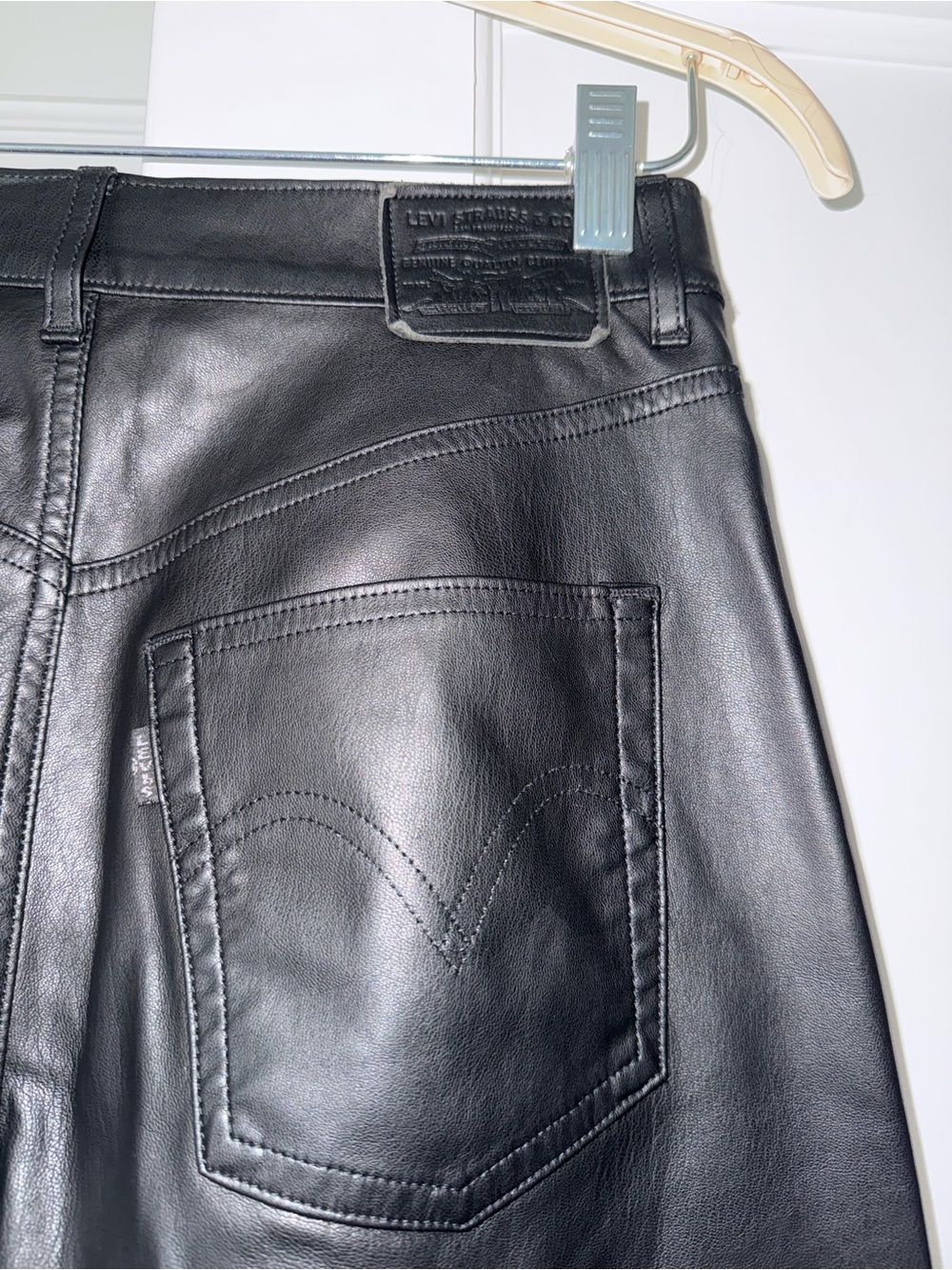 Levi's Black Straight-Leg Leather-Look Women’s Jeans